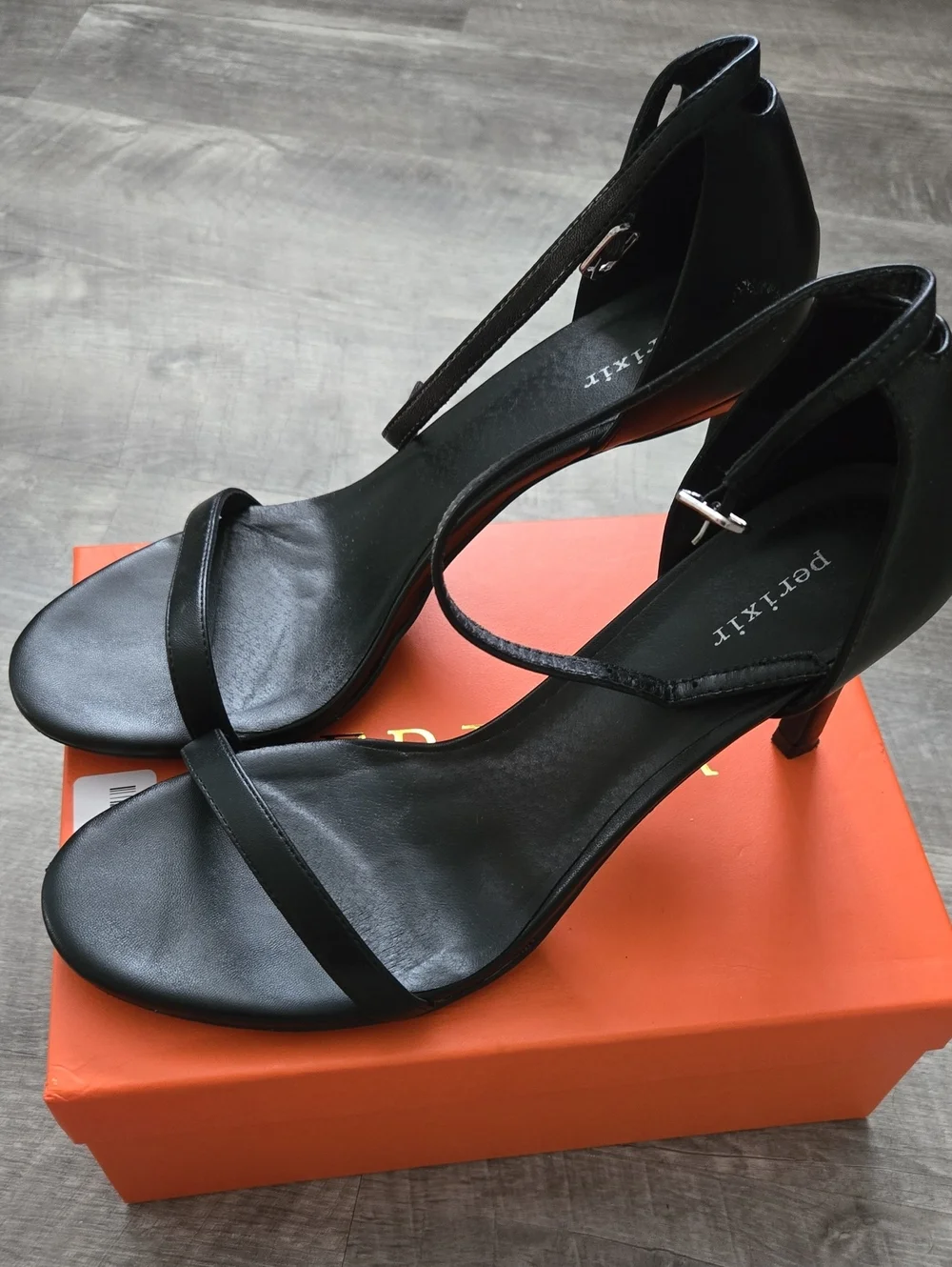 Black Strappy Mid-Heel Sandals